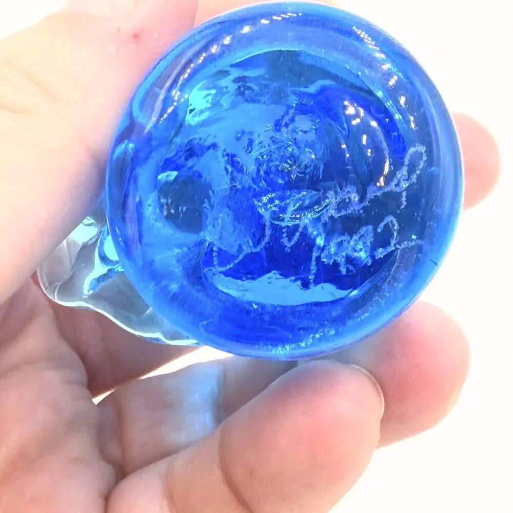 Vintage 1992 Leo Ward Bluebird of Happiness Art Glass Bird Signed 2